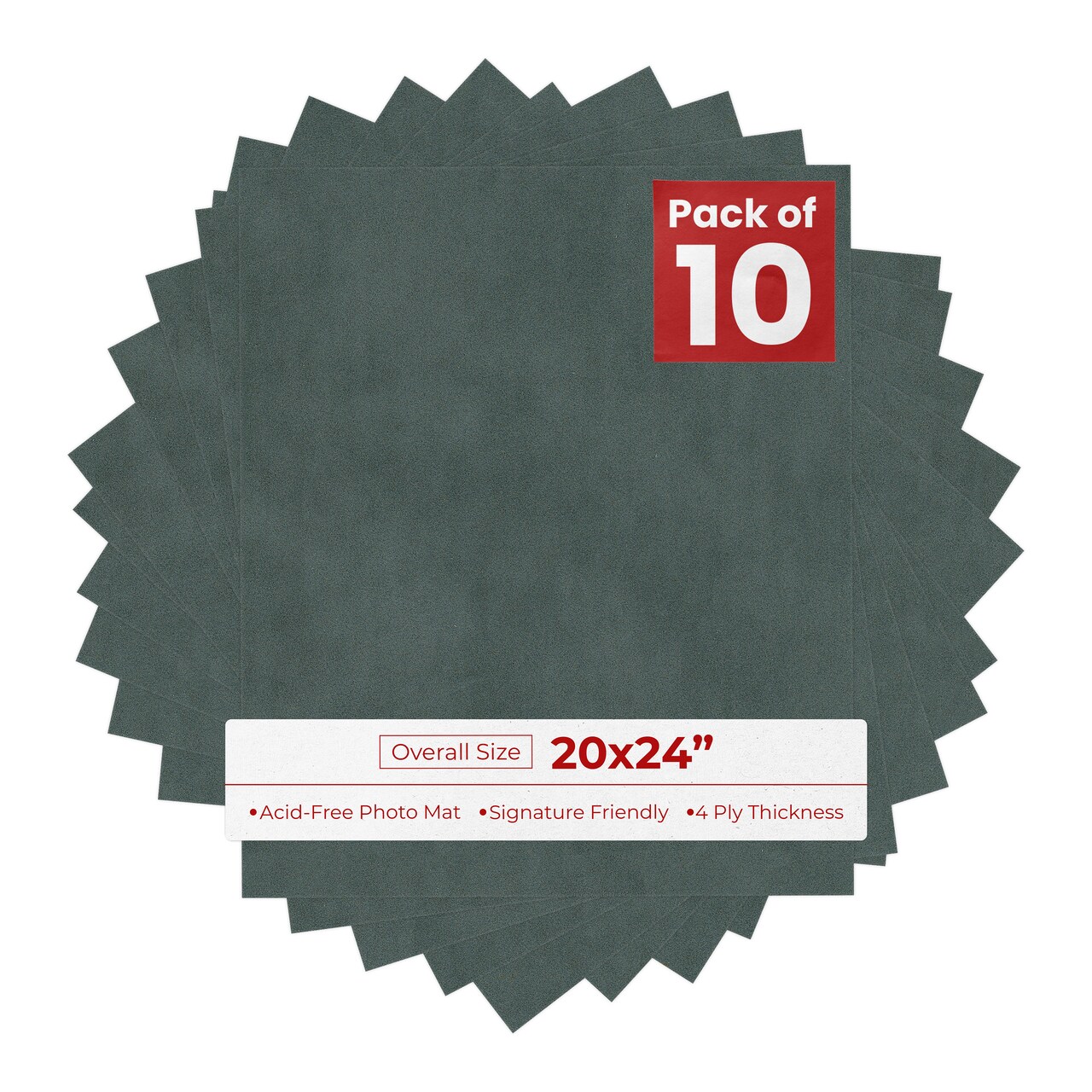 Dark Grey Suede 20x24 Uncut Mat Board - Blank Sheets, No Opening